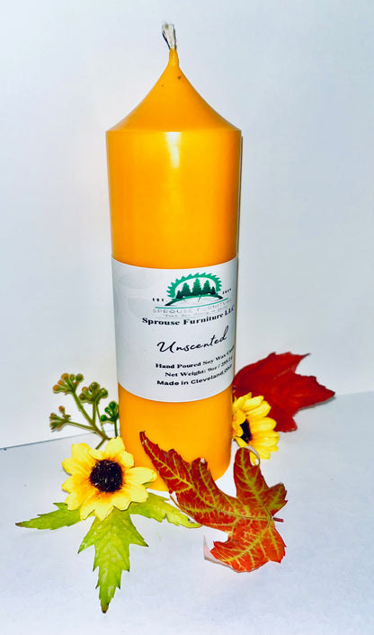 9.0oz tall unscented soy pointed pillar candle